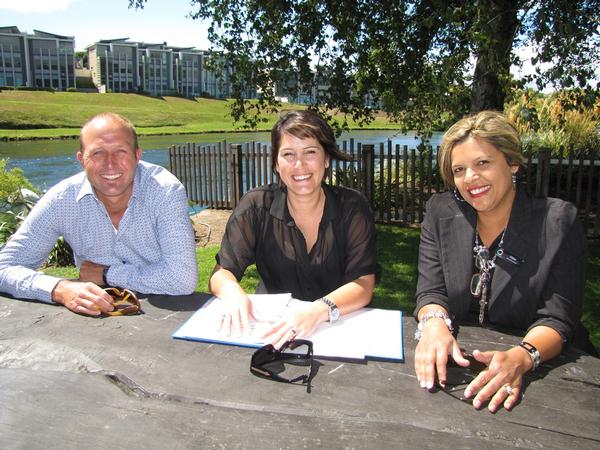 District Events Manager, Nick Reader, Taup&#333; Summer Concert Promoter Amanda Calvert and Taup&#333; Events Coordinator Gillian Taplin go over plans for the upcoming concert in Taup&#333;'s Riverside Park.